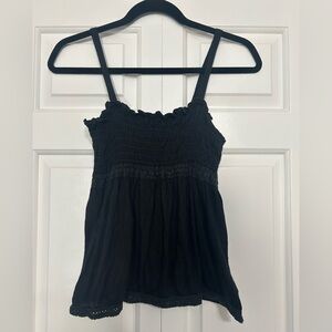 Vintage Y2K Lux Black Smocked Cami Tank with Straps